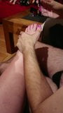 Painting the toenails of her beautiful sexy BBW feet snapshot 15