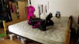 Sissy Maid in Self Bondage Armbinder Hogtie snapshot 12