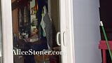 Smashed against a glass door in a Bikini BBW Strips and cums in the crowd V155 (Full Video) snapshot 12