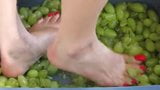 Feet with Long Red Toenails Stomping Green Grapes (I part) snapshot 8