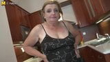 Dirty granny with saggy tits rides black dildo snapshot 1