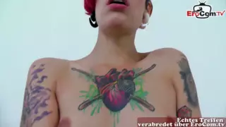 Dünne deutsche tattoo model macht erste mal amateur casting couch ...