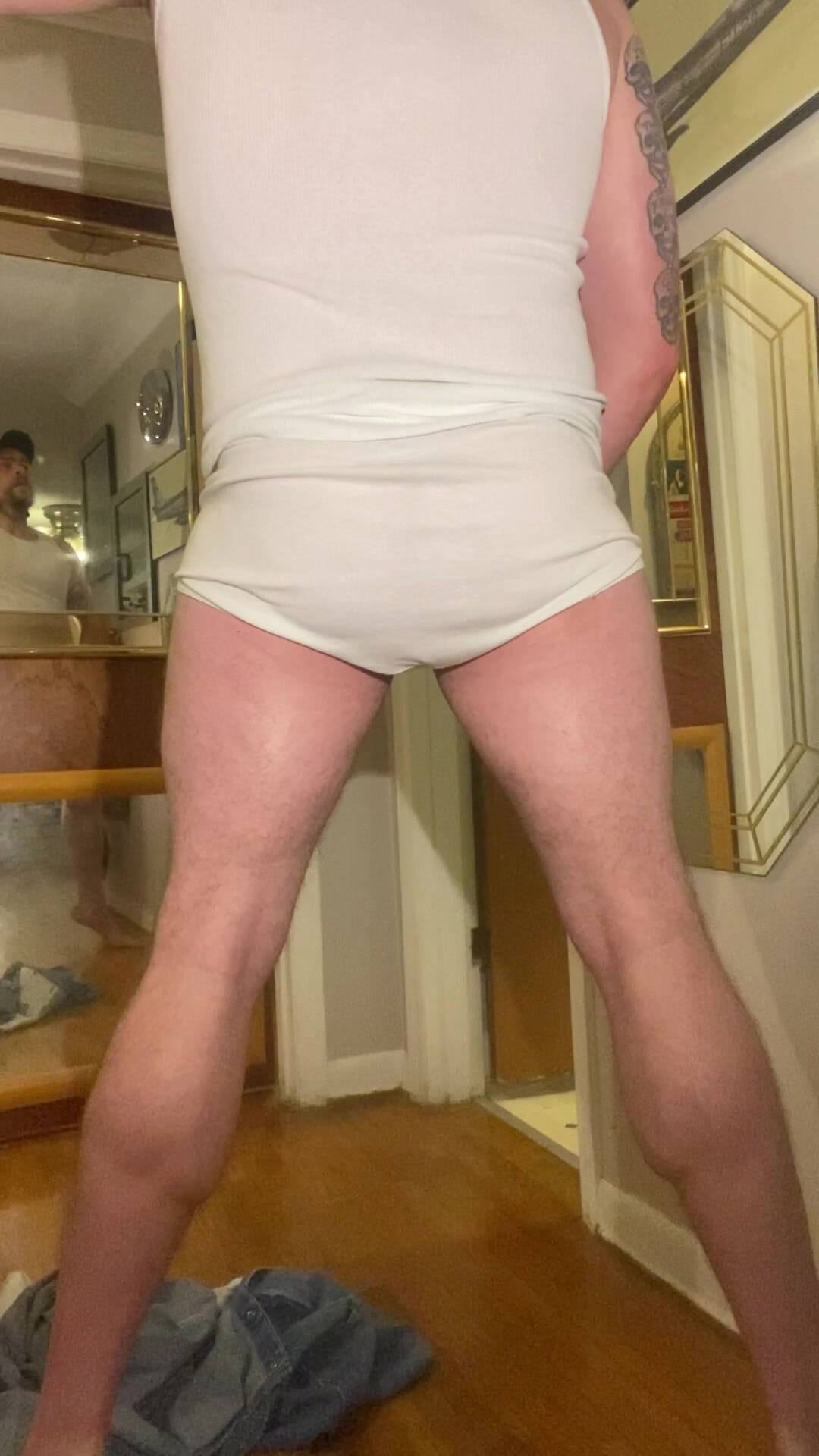 Cumming in my staffords Tighty Whiteys