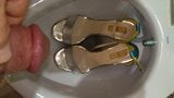 Daugh's Elle Silver Sandals pissed and cummed snapshot 1