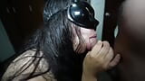 Stepdad don't be shy, I'll wear this mask to cheer you up. Bitch stepdaughter gives me a blowjob. Facial. snapshot 1