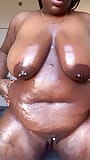 Ebony BBw Oils Her Body and Fucks Her Creamy Pussy snapshot 4