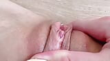 Extreme close up pussy and big erect clit! Girl shows her pink wet creamy pussy snapshot 11