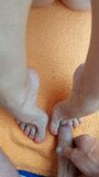 Cum on Selena's small natural feet snapshot 10