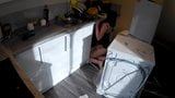 Wife seduces a plumber in the kitchen while husband at work. snapshot 8