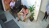 Whore answers her hotline while at a job interview -  she doesn't know she is seen by the security guard  - Celeste Alba snapshot 6