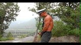 Chinese cop shoots a huge load outdoors snapshot 5