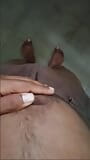 Black Hard Tight Penis Pulling Back Foreskin Closeup and Masturbath snapshot 1