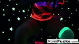 Romi plays with a disco ball before stuffing toying her snapshot 16