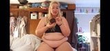 Sexy Fat Blonde With A Fat Belly Eats Cake snapshot 2