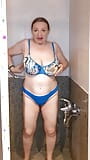 MariaOld milf with huge tits takes off her bikini and takes a shower snapshot 3