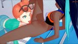 Sonia gode ceinture baise Nessa dans les vestiaires. pokemon hentai. snapshot 4