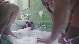 Sexy ass big tits  wet pantyhose and shirt touched in the bath snapshot 19