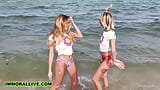 海滩兔子金发女郎khloe kapri和克洛伊神庙在戴绿帽子加迪面前三人行 - 不道德的直播 4k snapshot 5