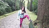 Busty Student Girl ExpressiaGirl Fingers and Cums Outdoor Workout in Public Park under the Rain! snapshot 3