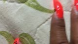 Latina with sexy long orange nails fingernails snapshot 1