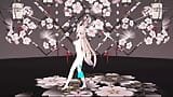 Genshin Impact Kokomi déshabille la danse hentai catgirl arc-en-ciel MMD 3D Yeux noirs Couleur Modifier Smixix snapshot 3