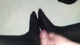 Cumming on my black nylon feet snapshot 2