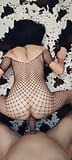 Cuckold-sessie met vrouw in erotische lingerie in mesh snapshot 11