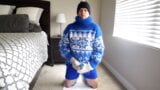 내 양모와 스웨터 페티쉬를 즐기는 빅 블루 모헤어 스웨터 snapshot 4