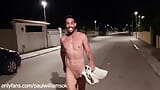 Hot fitness boy walking naked in public at night snapshot 8