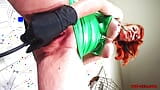 Red XXX masturbates in a green latex dress snapshot 15