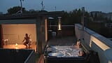 Two girlfriends first enjoy themselves in the hot tub and then get fucked and doused with hot wax snapshot 1