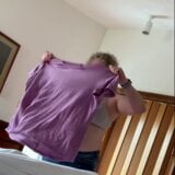 Big belly BBW putting bra and shirt on snapshot 4