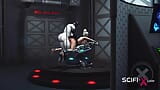 Sci-fi BDSM. Horny young blonde likes to fucks with shemale humanoid android snapshot 9