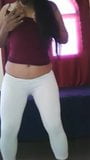 teasing qnd dancing with her sexy ass in white leggings snapshot 8