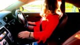 Crossdresser Kellycd masturbating on her car drive out in the countryside snapshot 6