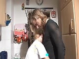 Horny German lady gets her mouth filled with warm cum in the kitchen snapshot 4