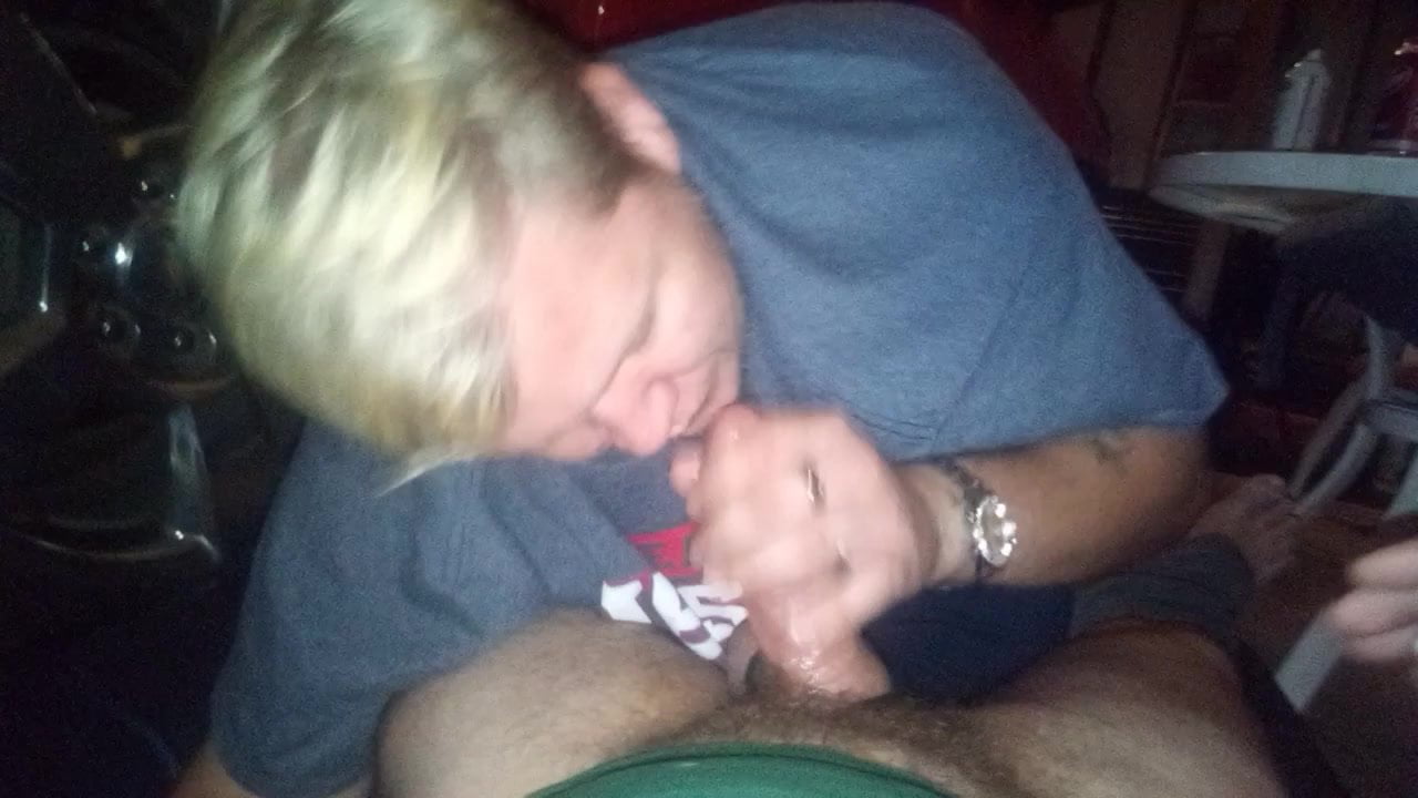 Young blonde blows Beardaddy Mike