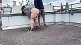 Gorgeous pissing mother-in-law helps son-in-law piss on the top of the parking lot snapshot 12