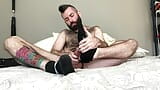 Bearded Hunk Cums On Feet And Licks It Off snapshot 2