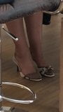 MILF teasing in Nylons under Table snapshot 6