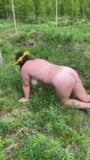 A NAKED PIG, CRAWLING ON THE LAWN, GRUNTING, PUTS DANDELIONS IN HER HAIRY ASSHOLE snapshot 5