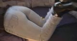 blonde girl Angie in skintight jeans and on high heels 2 snapshot 4