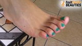 Hot barefoot brunette puts nail polish on, then teases you snapshot 4