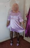 Sexy uk crossdresser pink sissy dress heels stockings hard clitty snapshot 9