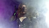 hot and shiny - wearing PVC and Latex - fashion shoot backstage (Arya Grander) mask corset smoke snapshot 15