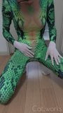 Crossdresser Cum in Snake Zentai Suit snapshot 4