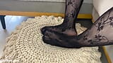 Black stockings footjob and huge load on soles snapshot 1