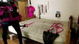 Sissy Maid in Self Bondage Armbinder Hogtie snapshot 4