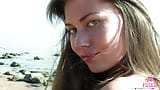 Hot Young Exhibitionist Juliette Rubs Her Twat At The Beach! snapshot 2