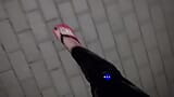 crossdresser in sexy flip-flops and latex leggings snapshot 13